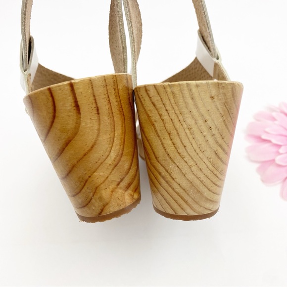 Free People Dune Beach Clog Sandal Leather Wood White Boho Bohemian - Picture 9 of 11